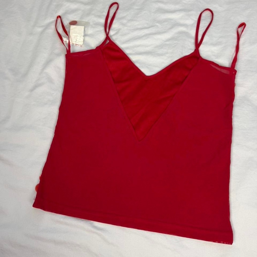 Deadstock Vintage y2k NWT red sparkly sequin fairy tank top - Picture 5 of 5